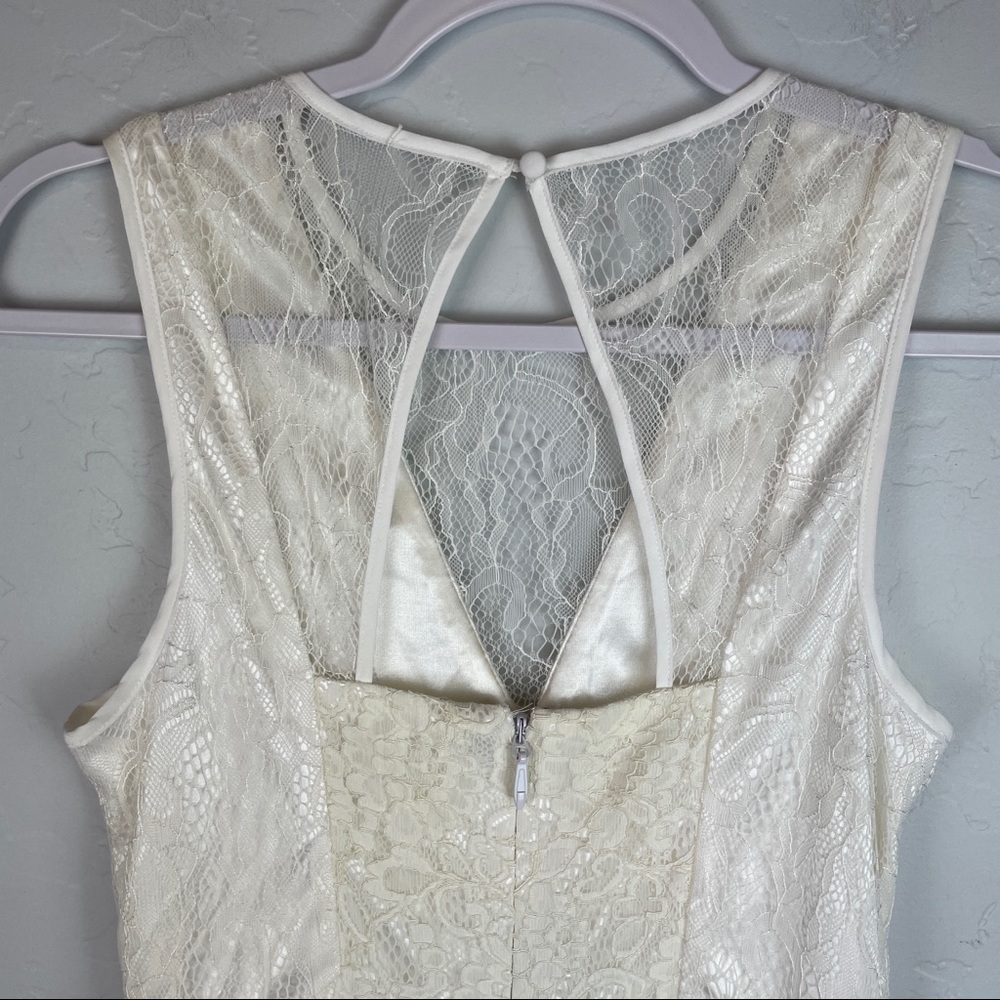 BCBGeneration Lace Fit Flare Sleeveless Backless Mini Dress White Cream 2 - Picture 11 of 12